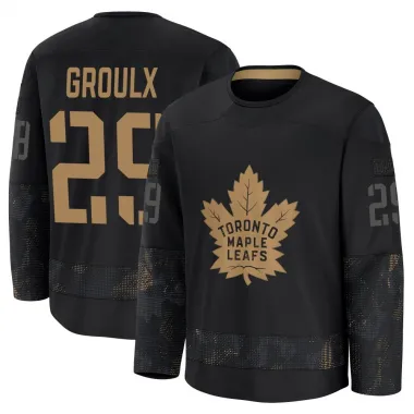 Black Youth Bo Groulx Premium Toronto Maple Leafs 2024 Military Appreciation Practice Jersey