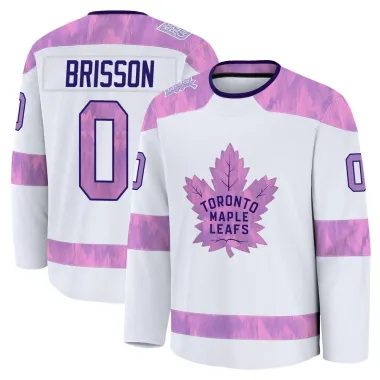 White Men's Brendan Brisson Premium Toronto Maple Leafs 2024 Hockey Fights Cancer Practice Jersey