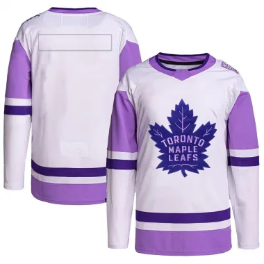 White/Purple Men's Blank Authentic Toronto Maple Leafs ＃ Hockey Fights Cancer Primegreen Jersey